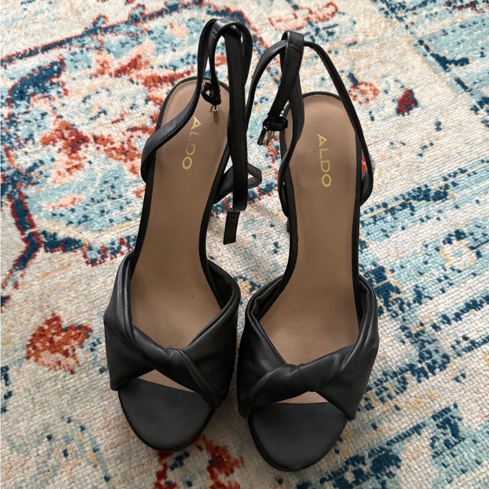 ALDO Black Knot-Front Slingback Heels